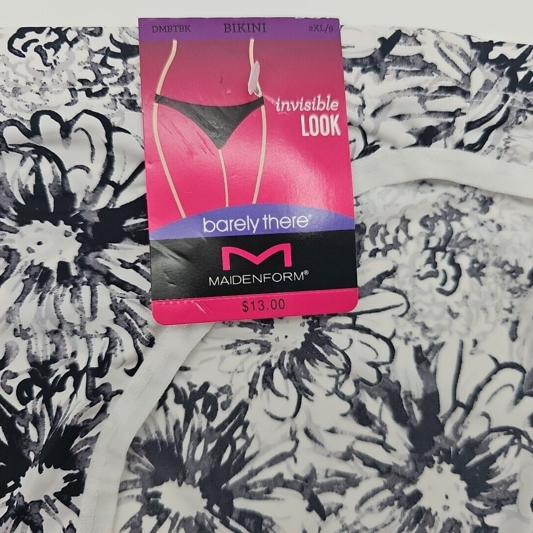 NEW Maidenform Size 9 2XL Bikini Panty Barely There Invisible Look Black/White