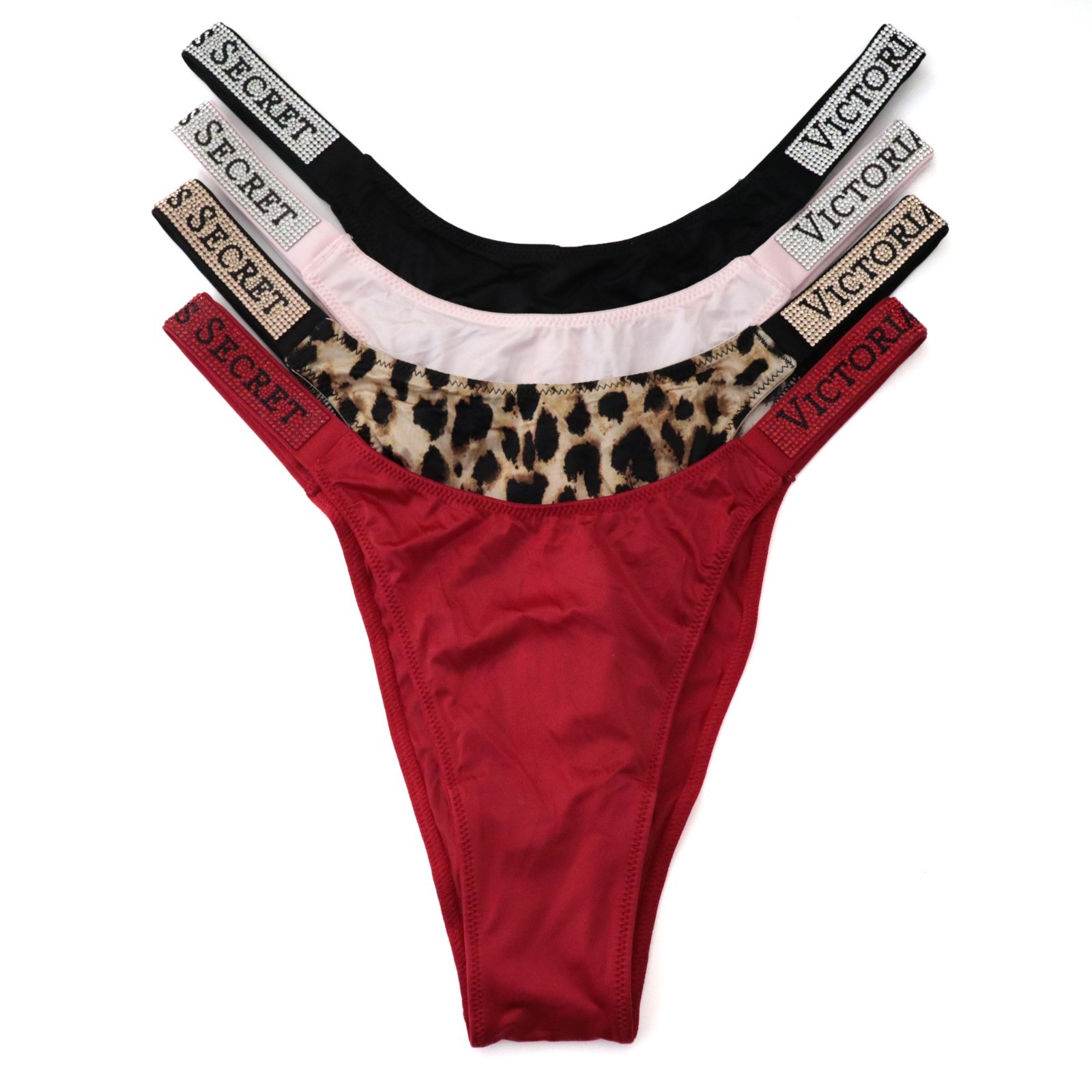 4 Victoria’s Secret Very Sexy Satin Logo Shine Strap Brazilian Panty LOT S M XL