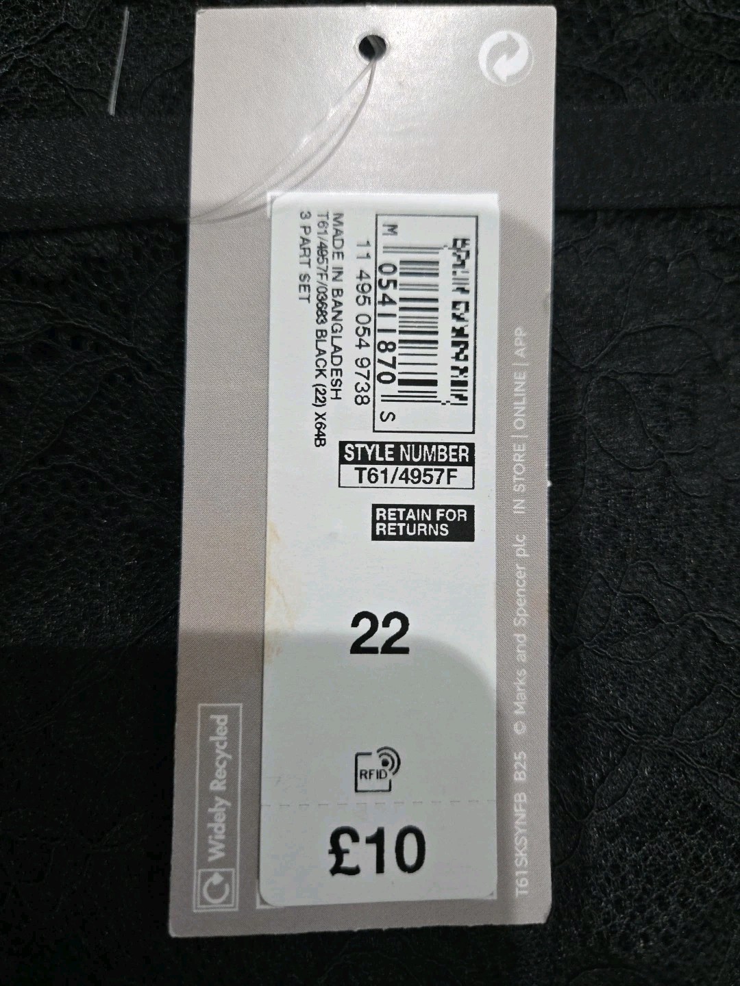 M&S 3pk Lace Full Briefs Knickers Size 22 BLACK