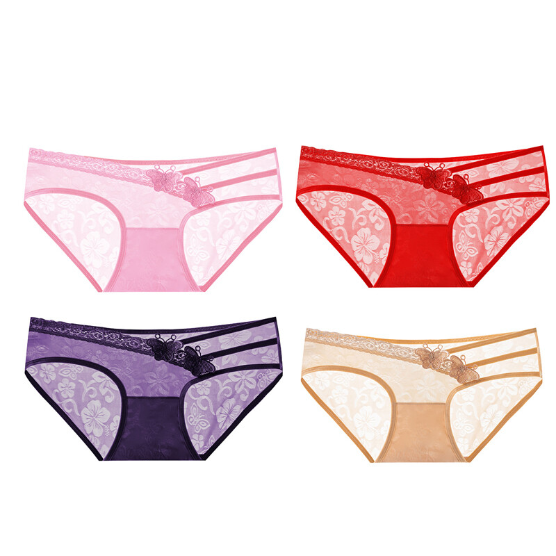 4PCS/LOT Sexy Womens See Through Sheer Panties Briefs Cheeky Underwear Lingeries