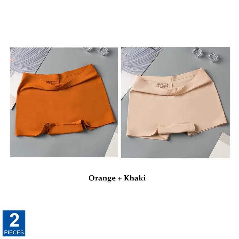 Seamless Silk Boyshorts Soft Solid Color Plus Size Women’s Underwear 2 Pcs