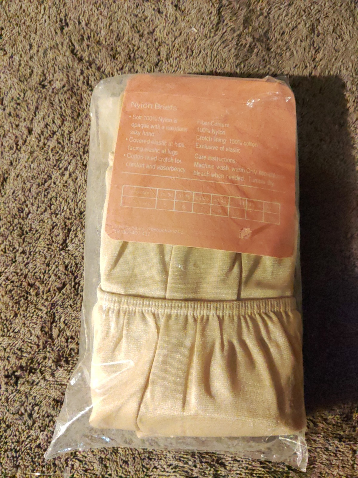 3 pair- Size 9 Sears Roebuck And Co. “VIP” 100% Nylon Brief Panties Beige 43-44
