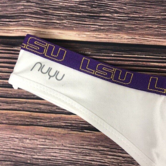 NUYU LSU Tigers Louisiana State University White Purple NEW Thong Size Medium