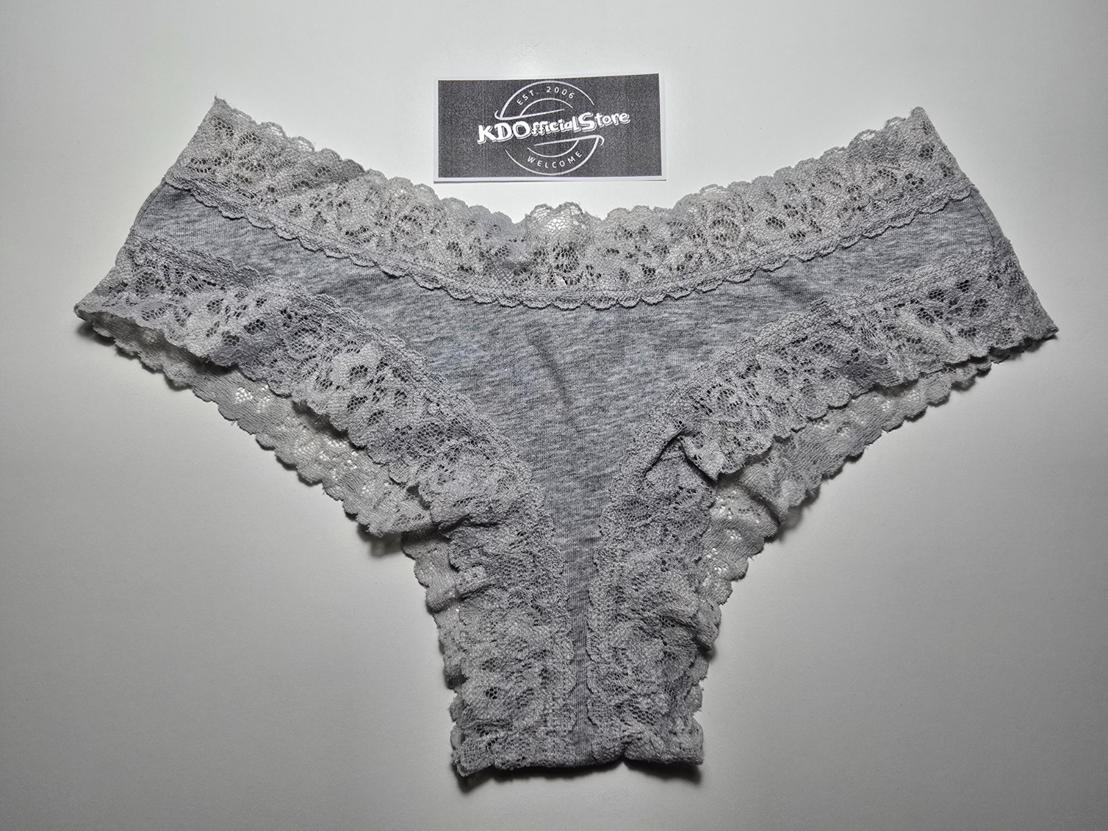 S Victoria’s Secret Lace Trim Cotton Cheeky Cheekster Panties Underwear Hth Gray