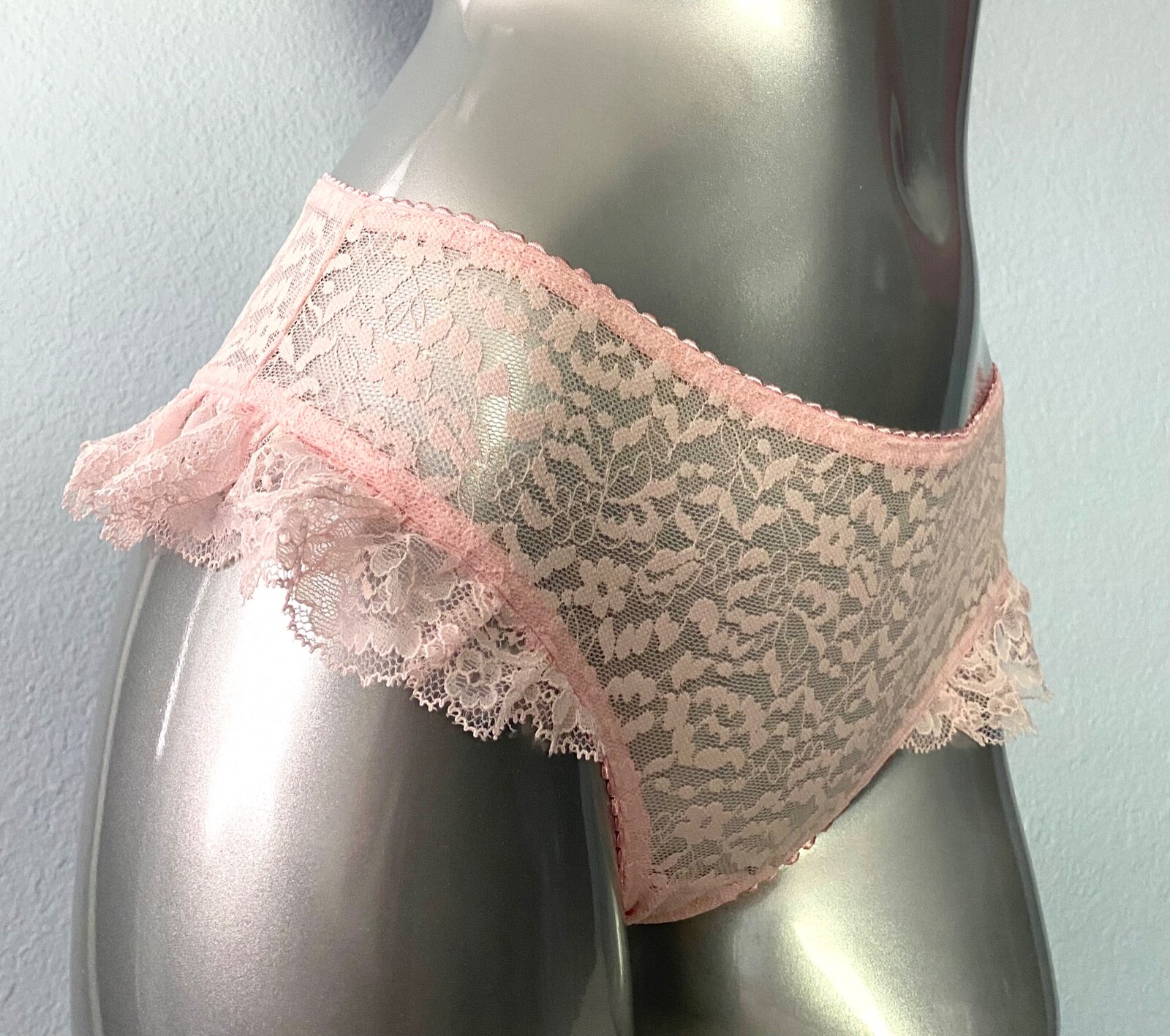 Victoria’s Secret Cheeky Panty Pink Lace Ruffle Ruffled Sexy Panties L XL