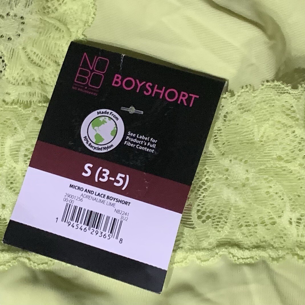 No Boundaries Juniors Micro Boyshort Panties Small 3-5 Adrenalime Lime New Soft