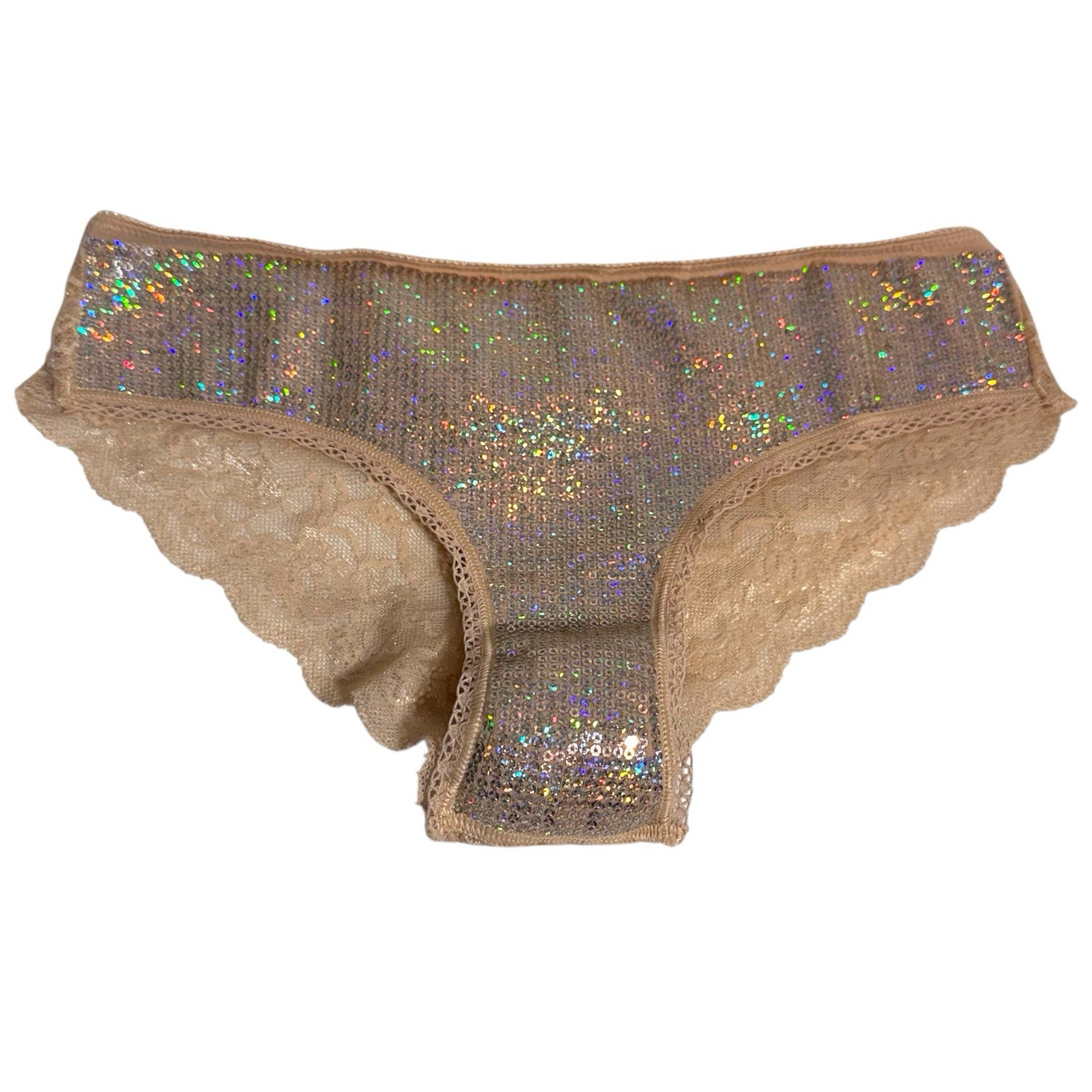 NWOT VICTORIA’S SECRET Extra Low Rise Hipster PANTIES Sequins Lace PINK S Rare