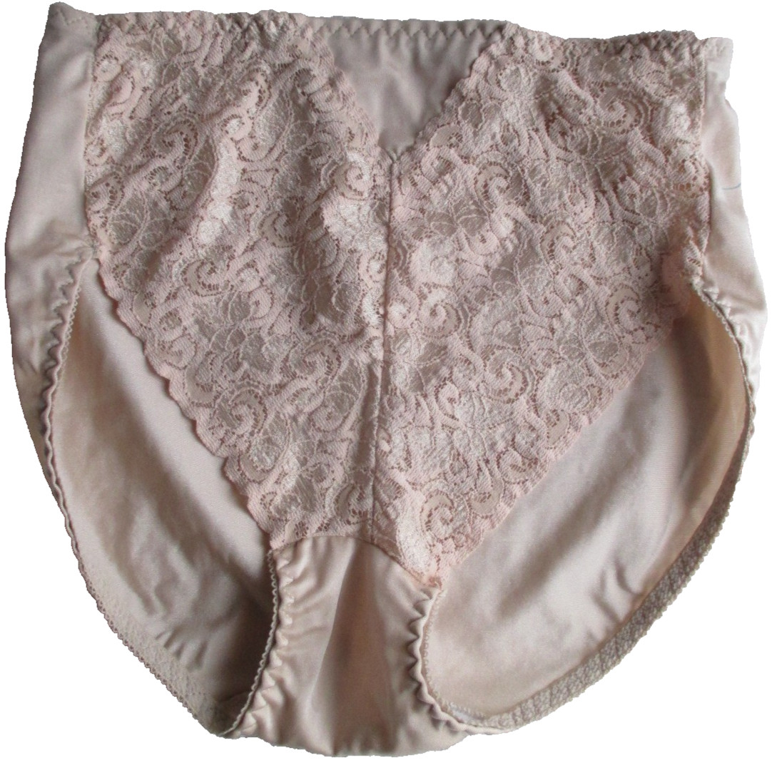 Women’s Size XL Whisper Soft Beige Lace Panties Nylon & Lycra Spandex Vintage