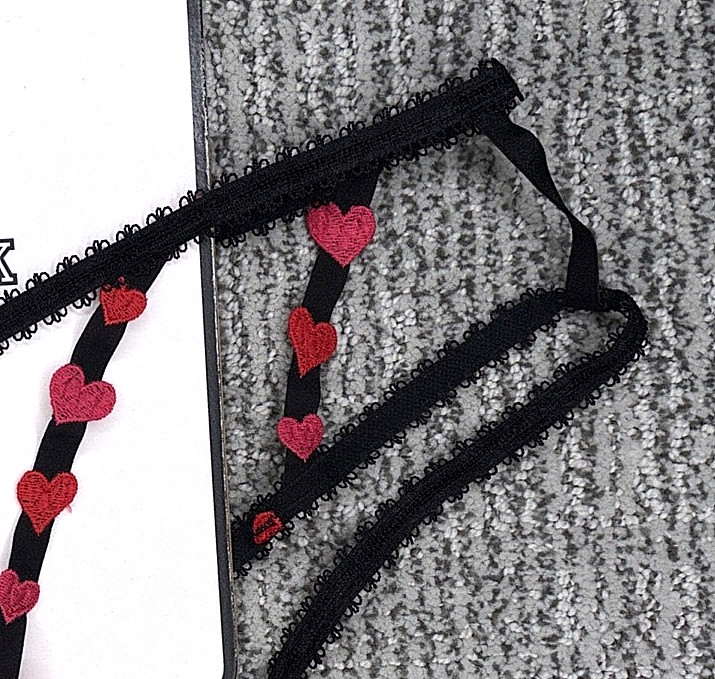 Victoria’s Secret Sexy NWT XL Black Heart Embroider Strappy Open Cheeky Panty