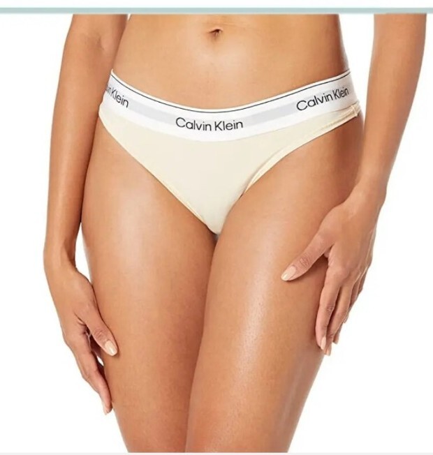 *** Calvin Klein Women’s (PLUS 2X) MODERN COTTON Natural THONG QF7046-100 NWT