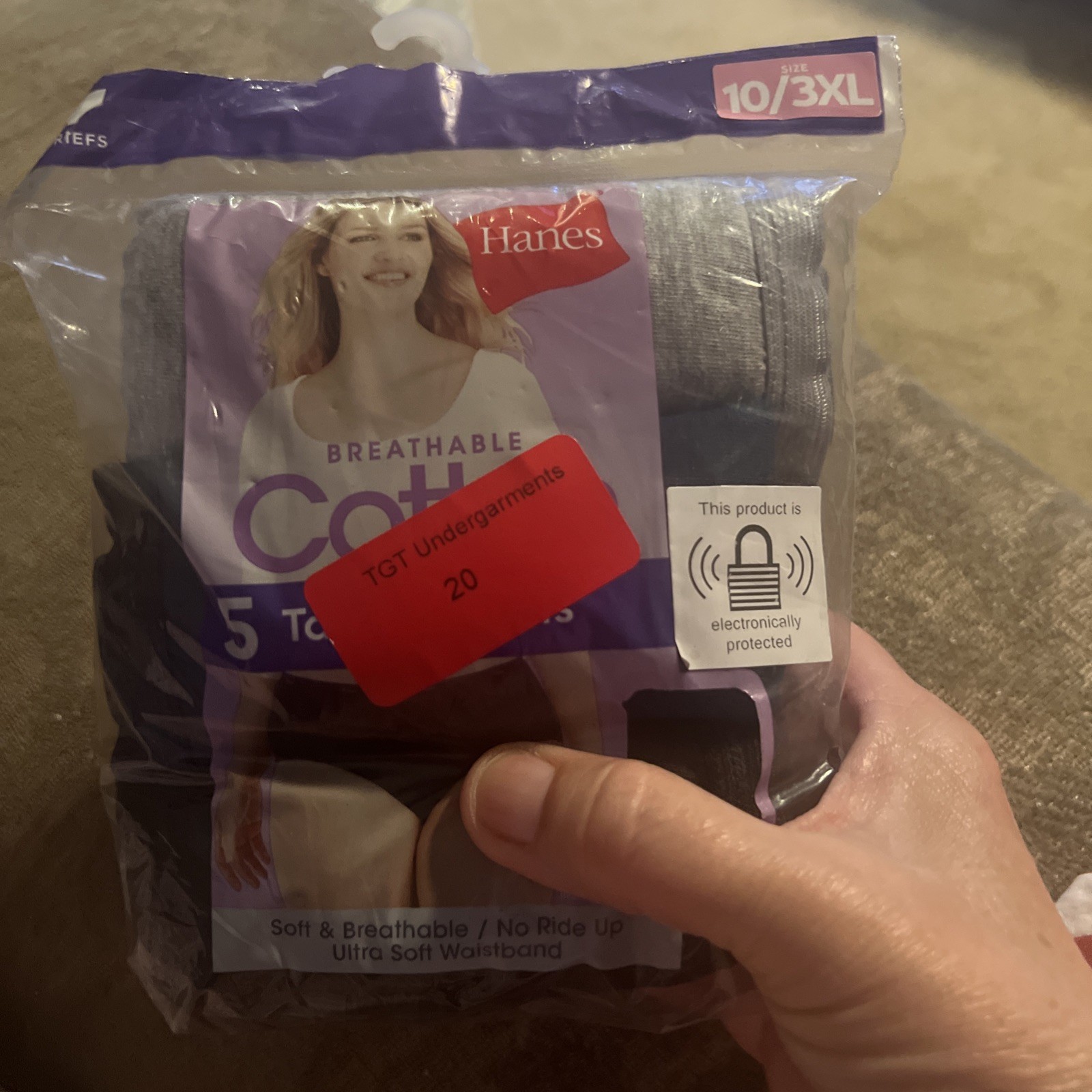 Hanes 5-Pack Cool Comfort Cotton Brief Panties 10, 3XL Assorted Colors