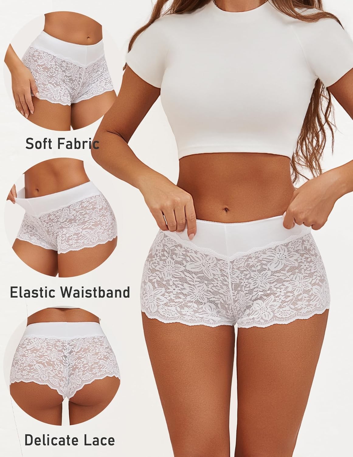 Lace Boyshort Sexy Underwear Womens Panties Cheeky Lingerie