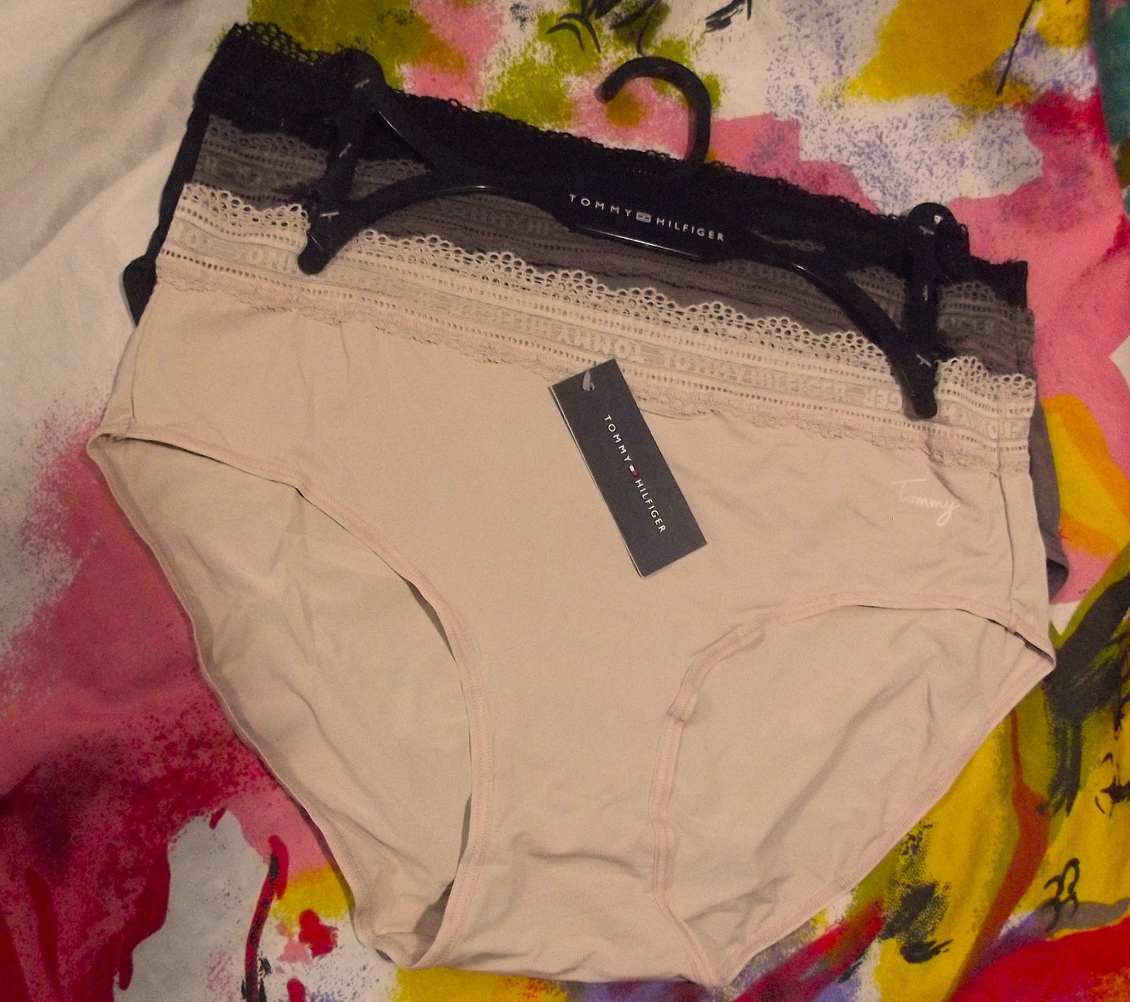 3 NEW TOMMY HILFIGER RLF632 714 MICROFIBER LACE WAIST HIPSTER PANTIES L