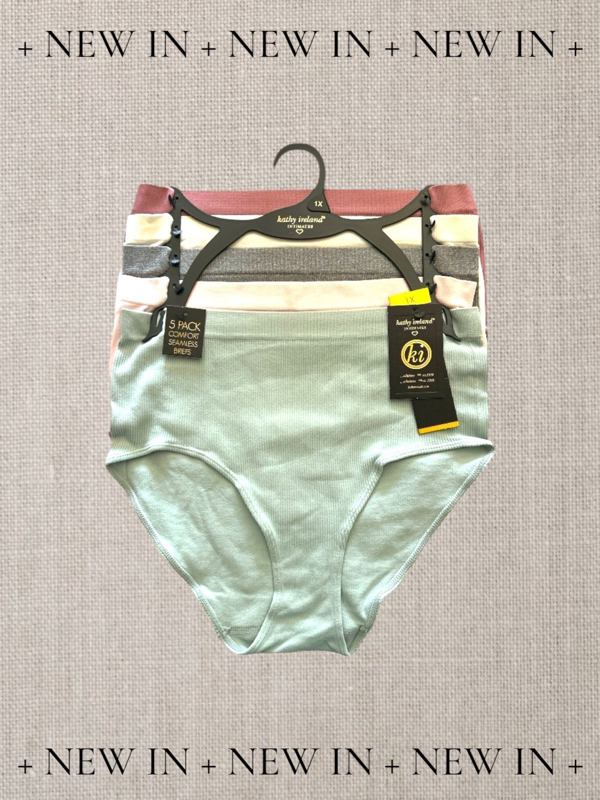 Kathy Ireland 5 Pck Multicolor Comfort Seamless Briefs PLUS SIZE 1X- GREAT FIT !