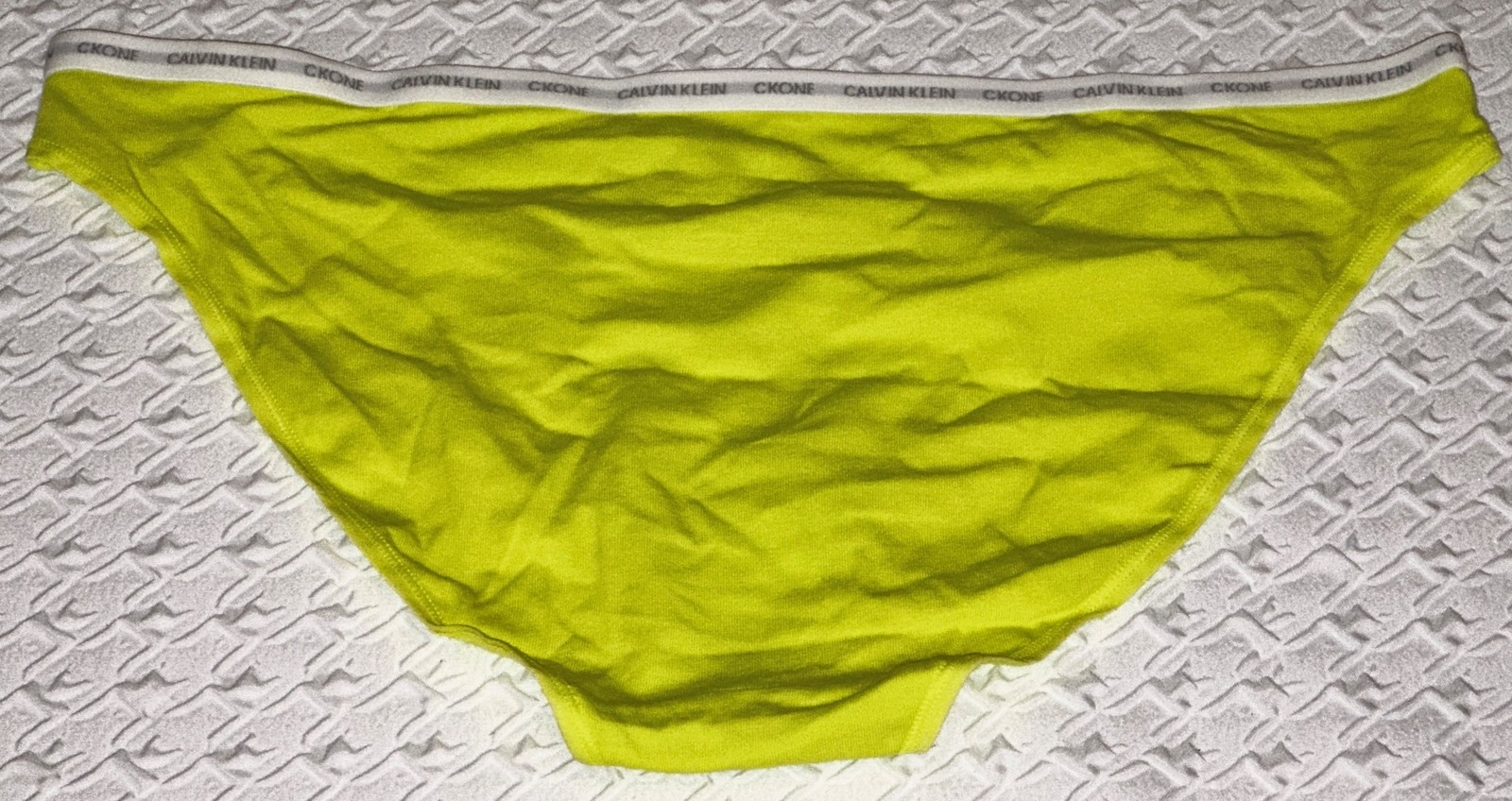CALVIN KLEIN CK One Cotton Lemon Lime White Bikini Panty Womens Sz M 6 L 7 XL 8