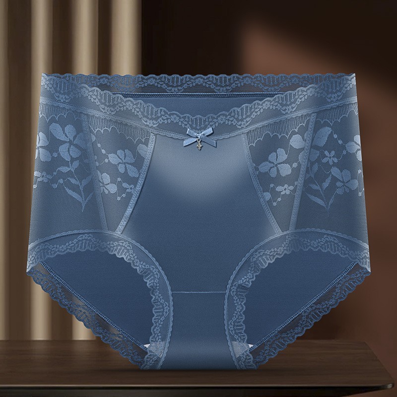 3 Pack Lace Panties Mid Waist Seamless Breathable Bikini Cotton Crotch S-XL