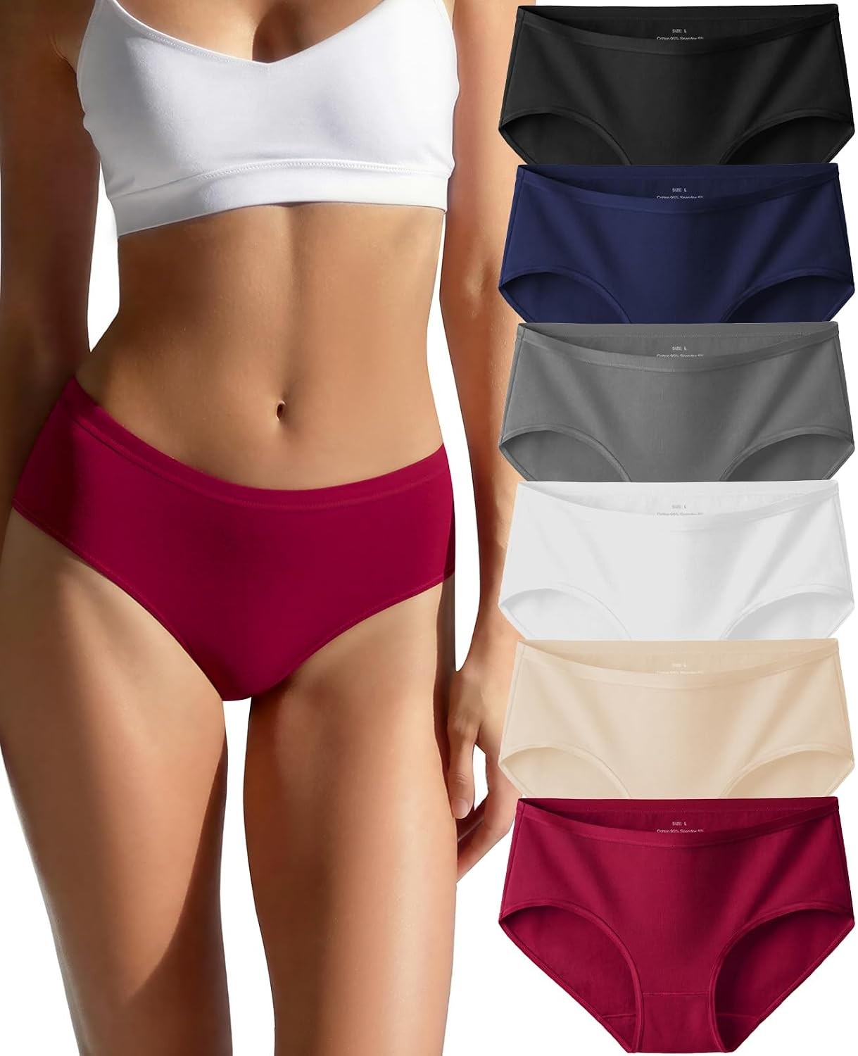 Women’s Cotton Hipster Panties Mid Rise Breathable Cheeky Underwear for Women