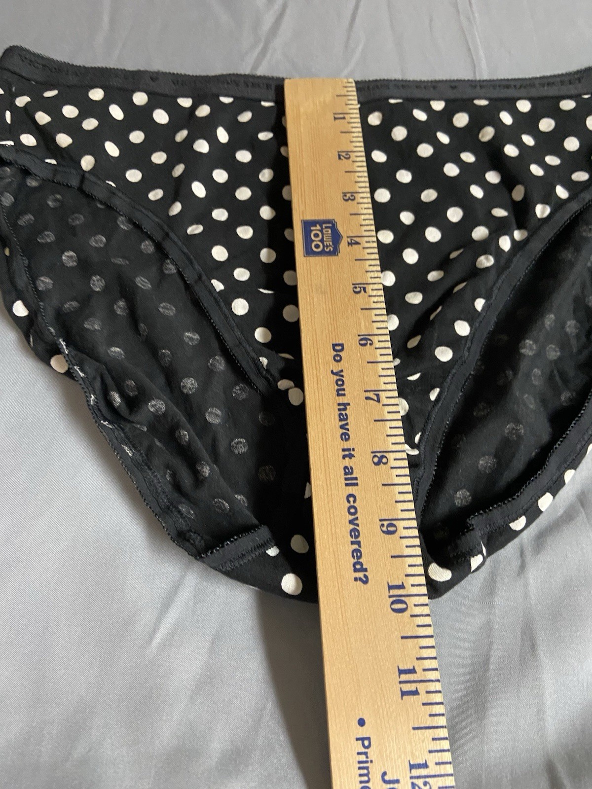 VICTORIA’S SECRET L HIGH LEG BRIEF PANTIES Black With White Polka Dots