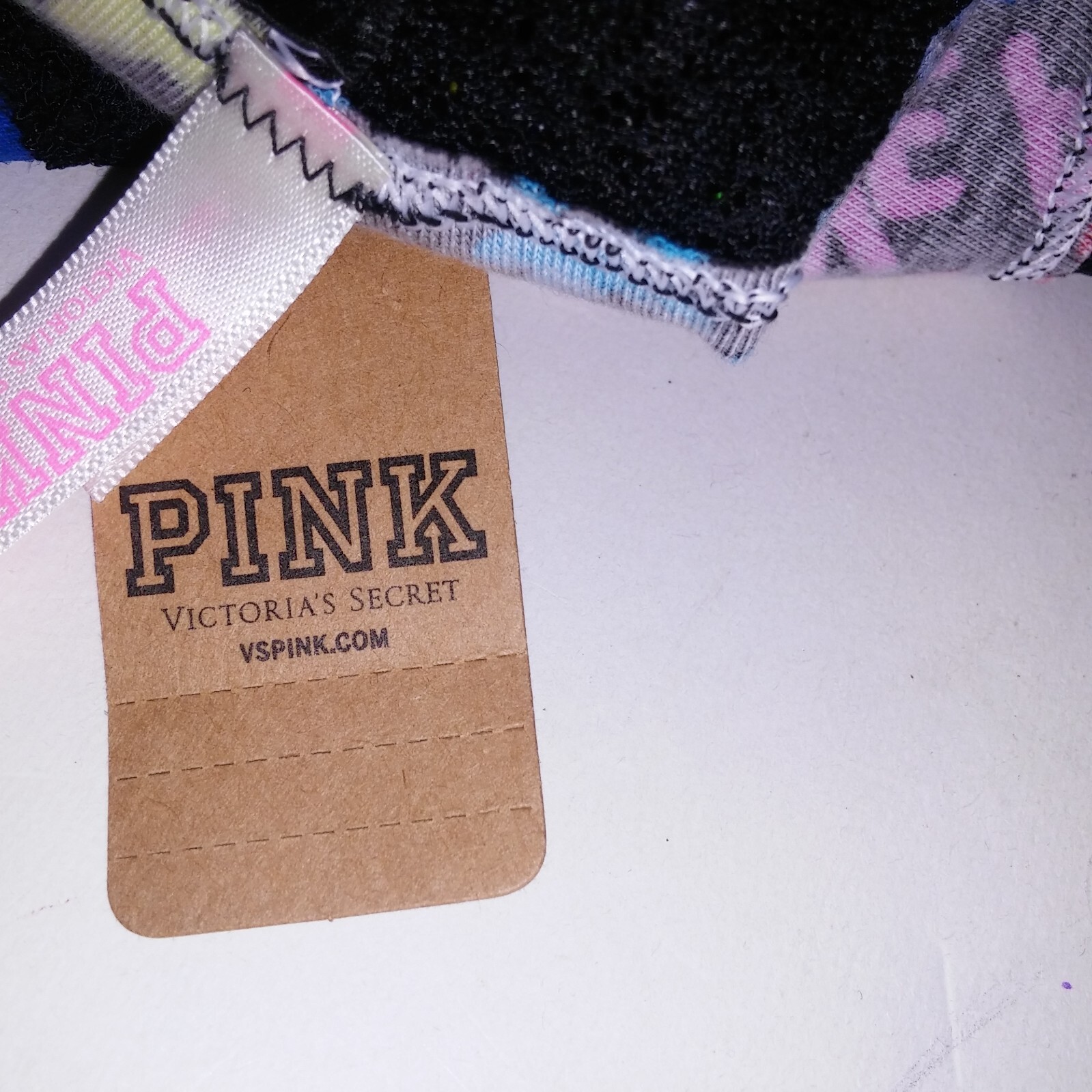 Victoria Secret PINK Panty Cheekster Black Lace Colorful Rainbow Allover Logo