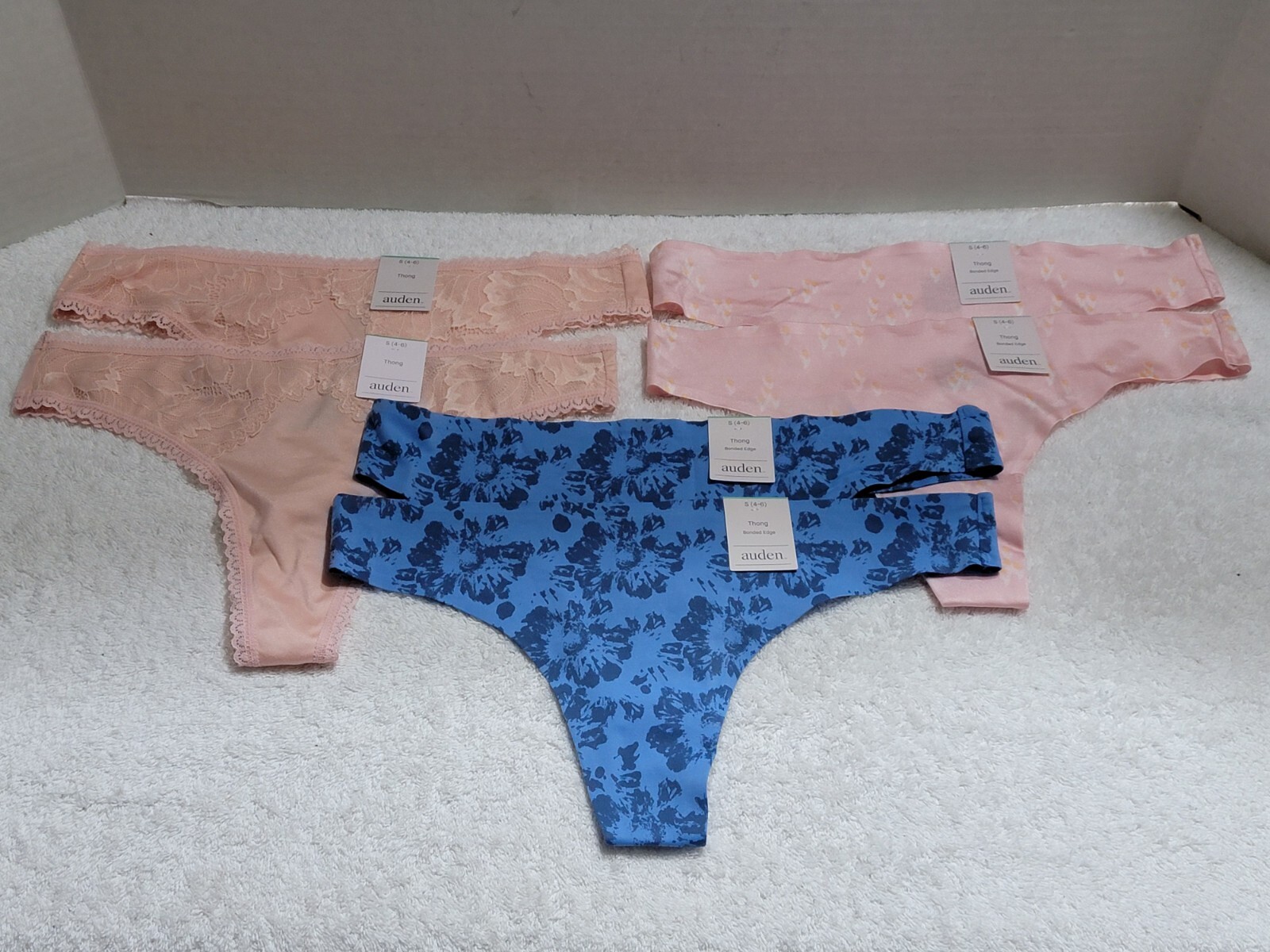 NWTS 6 PAIRS OF AUDEN SEXY THONG PANTIES SIZE XS (0-2) ASSORTED COLORS