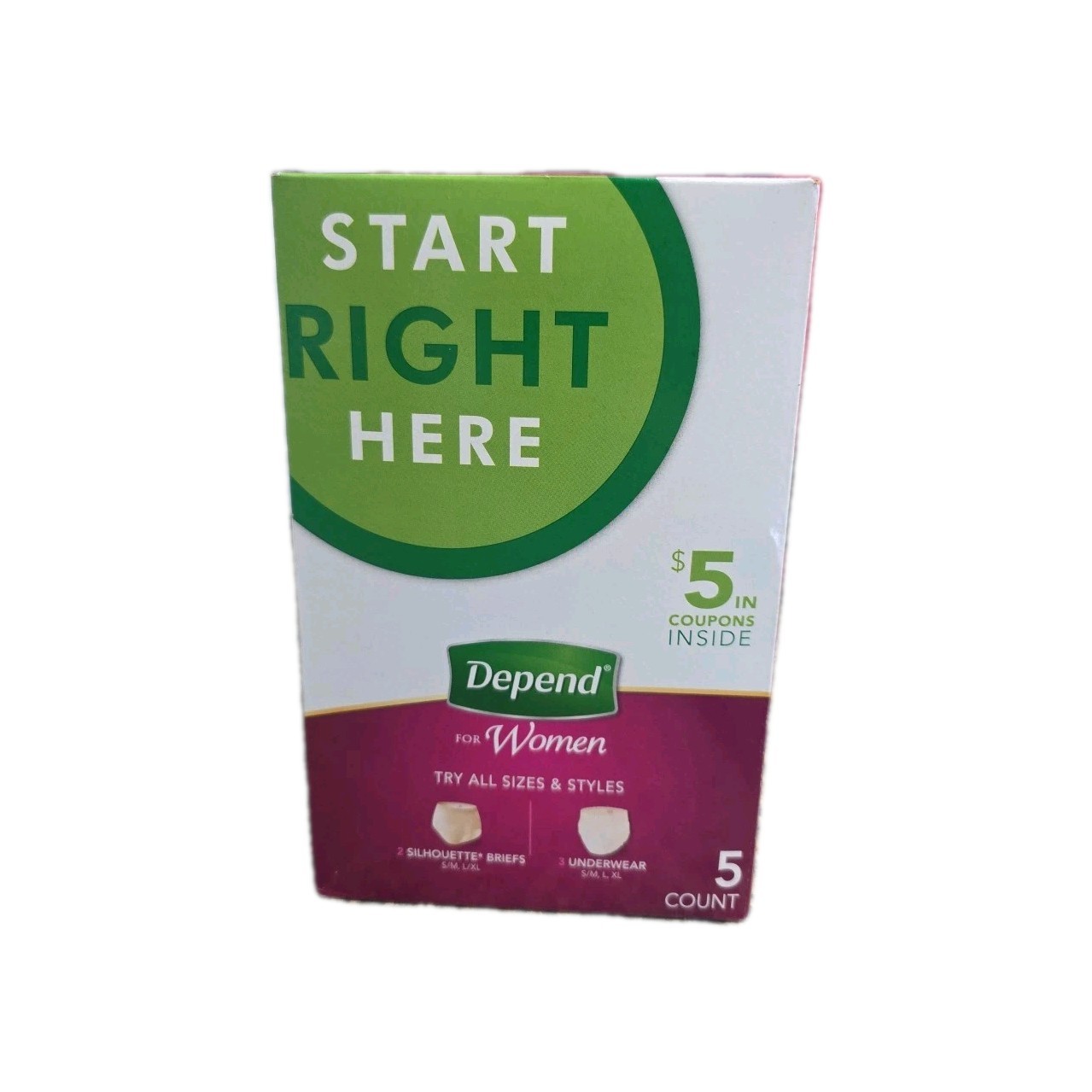 Depend For Women’s Incontinence Underwear Starter Pack 5 Count