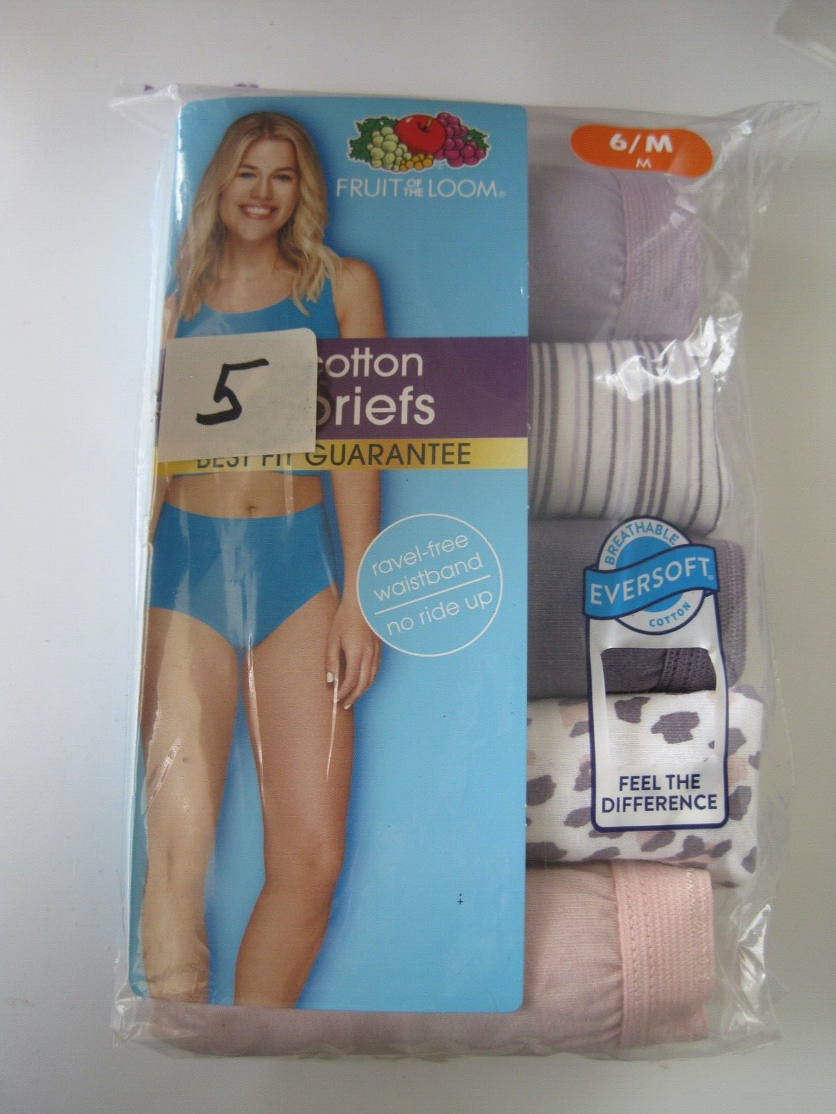 Fruit Of The Loom Womens Cotton Briefs Size 6M 5 In Package