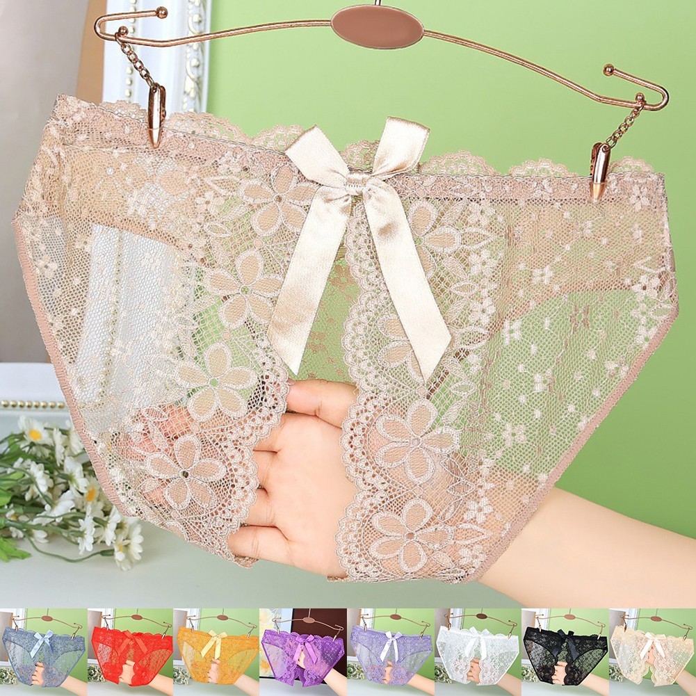 Womens Unique Bow Feature on Sexy Crotchless Panties in Various Colors