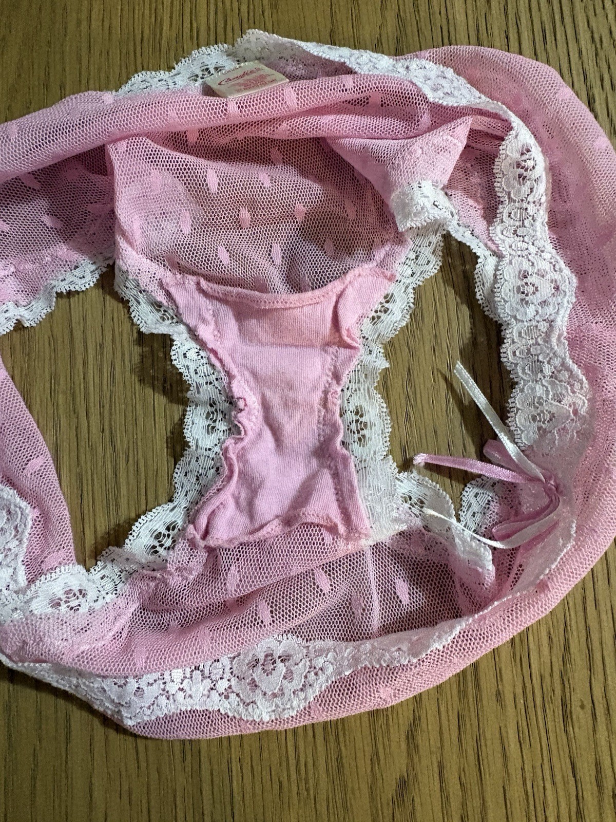 Candies Y2K Pink and White Lace Panties Large Size