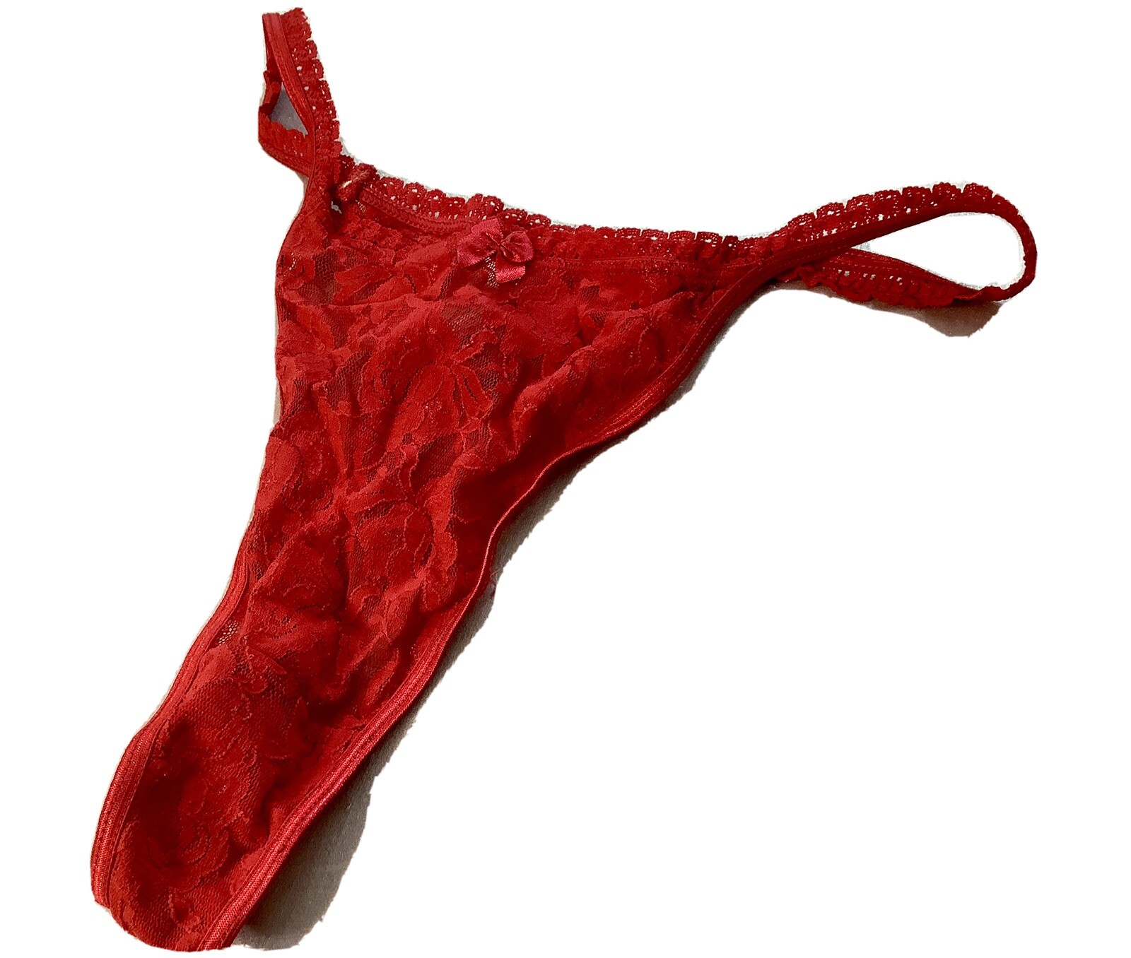 Women Vintage Panties Thongs Secret Treasures Size 6(M) Red Fishnet Floral