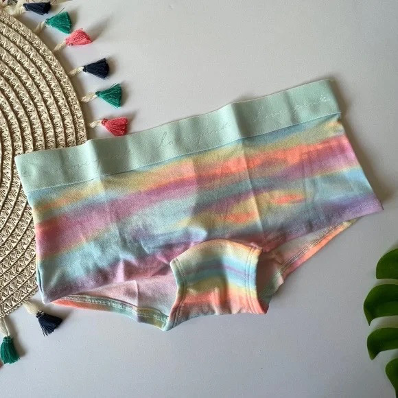 Victoria’s Secret PINK Logo Boyshort Panty Pink Bubble Sunset XS NEW