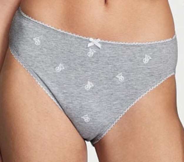 L Grey LOGO Stretch Cotton Waist Victorias Secret High-Leg Waist Brief Panty