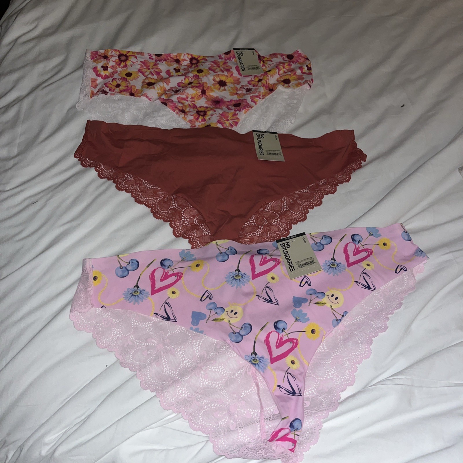3 Pairs No Boundaries Cheeky W Lace Panties Sz XXL 22 sexy Seamless