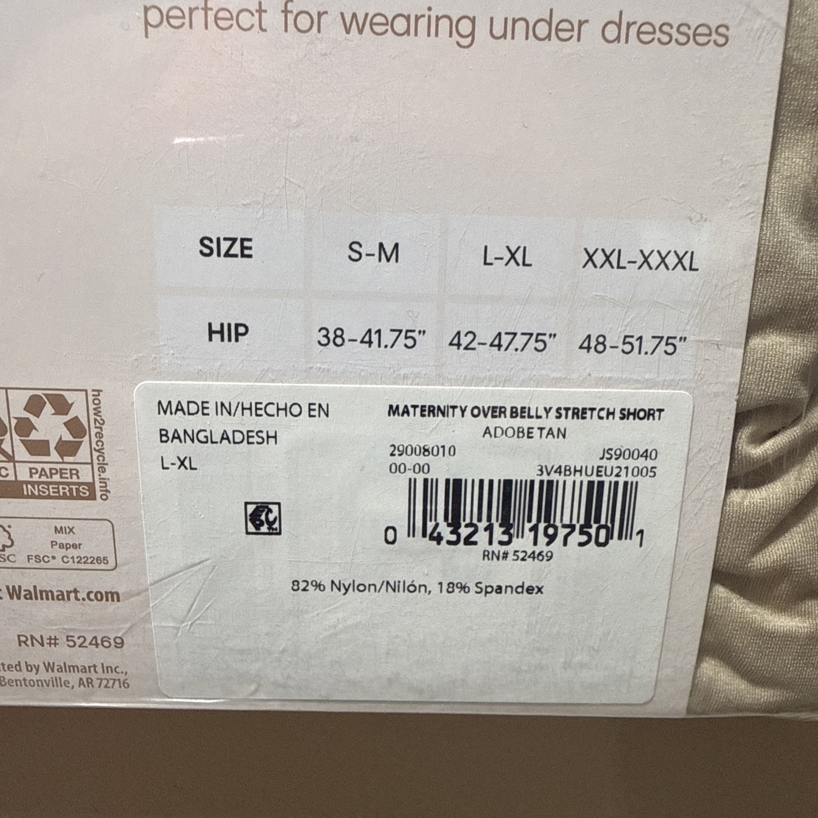 Joyspun Women’s L-XL, XXL-XXXL Maternity Over the Belly Boy Shorts Black Or Tan