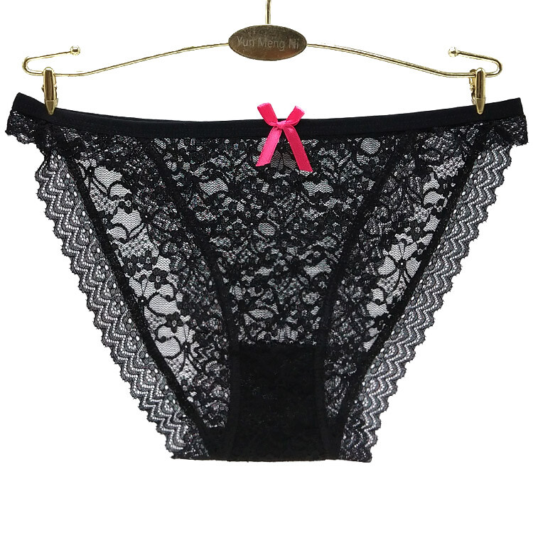 S Women’s Grey Lace Bikini Briefs Knickers High Leg Gusset Panties Underwear