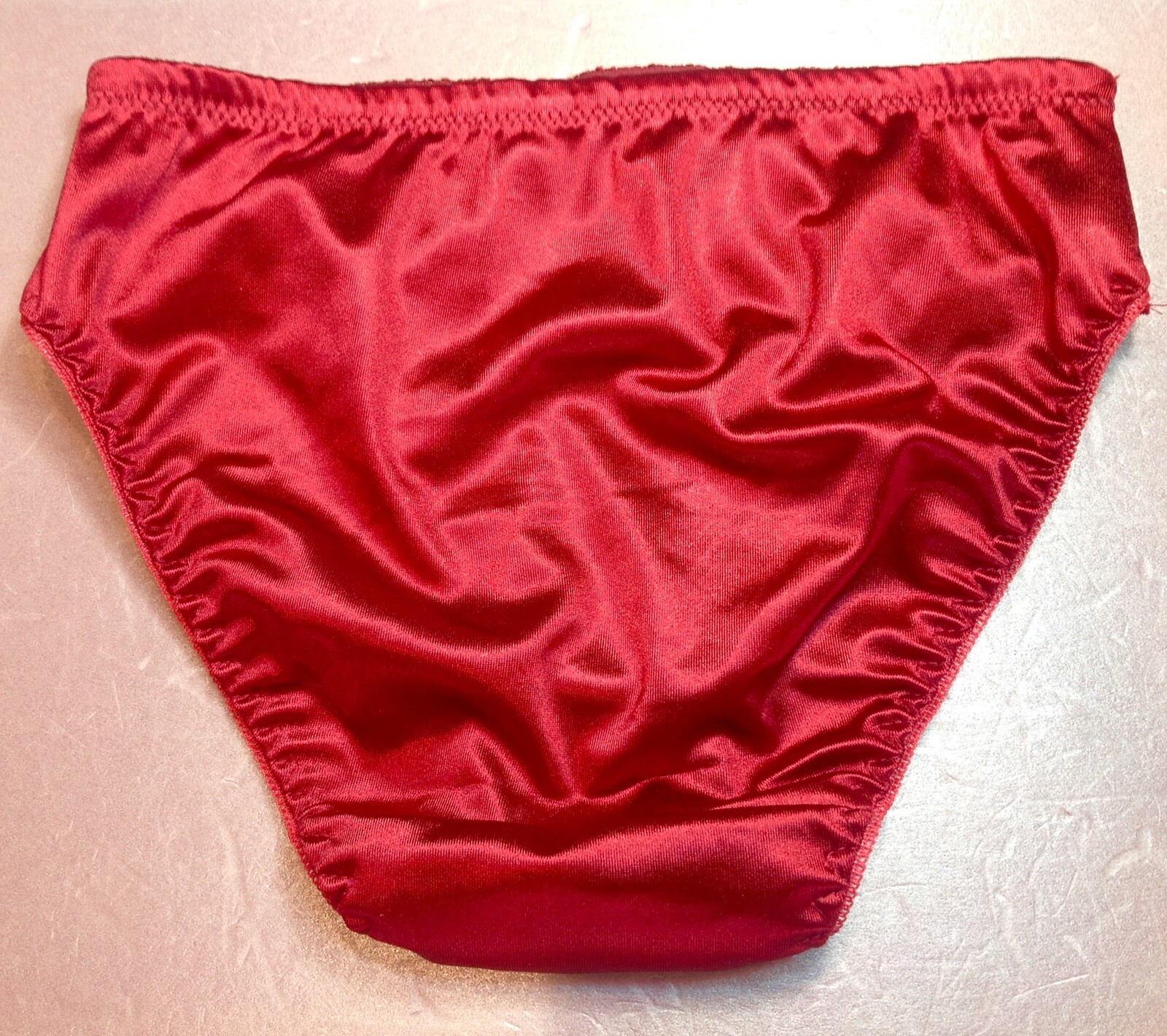 Women Panties Bikinis GRACE Size XL.Burgundy Silky Satin W/Decoration Elastic
