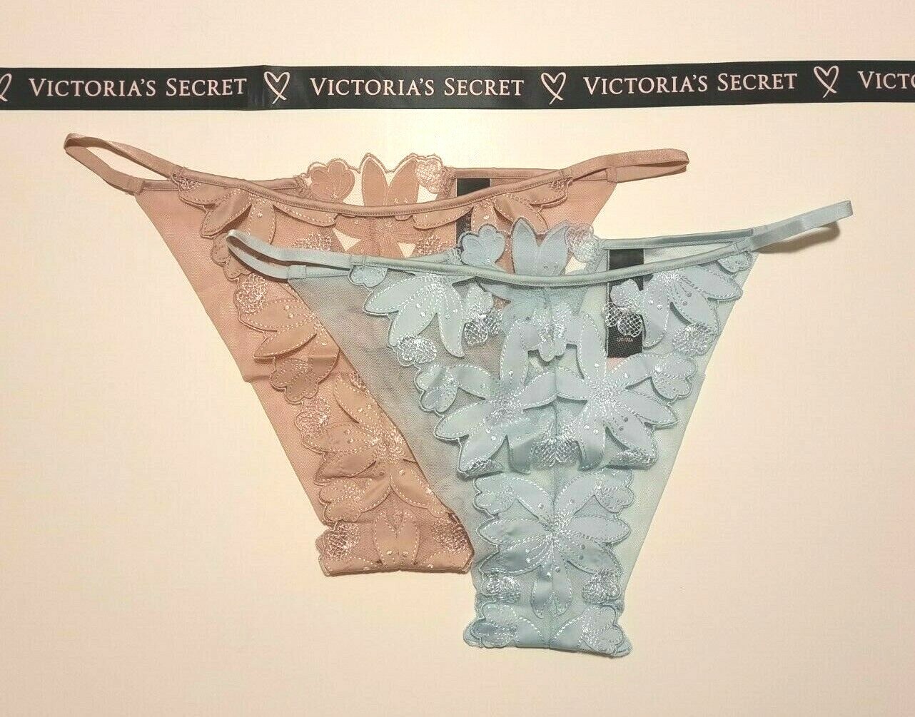 Victorias Secret LUXE Lingerie BRAZILIAN Panty High Cut VS Floral Embroidery NWT