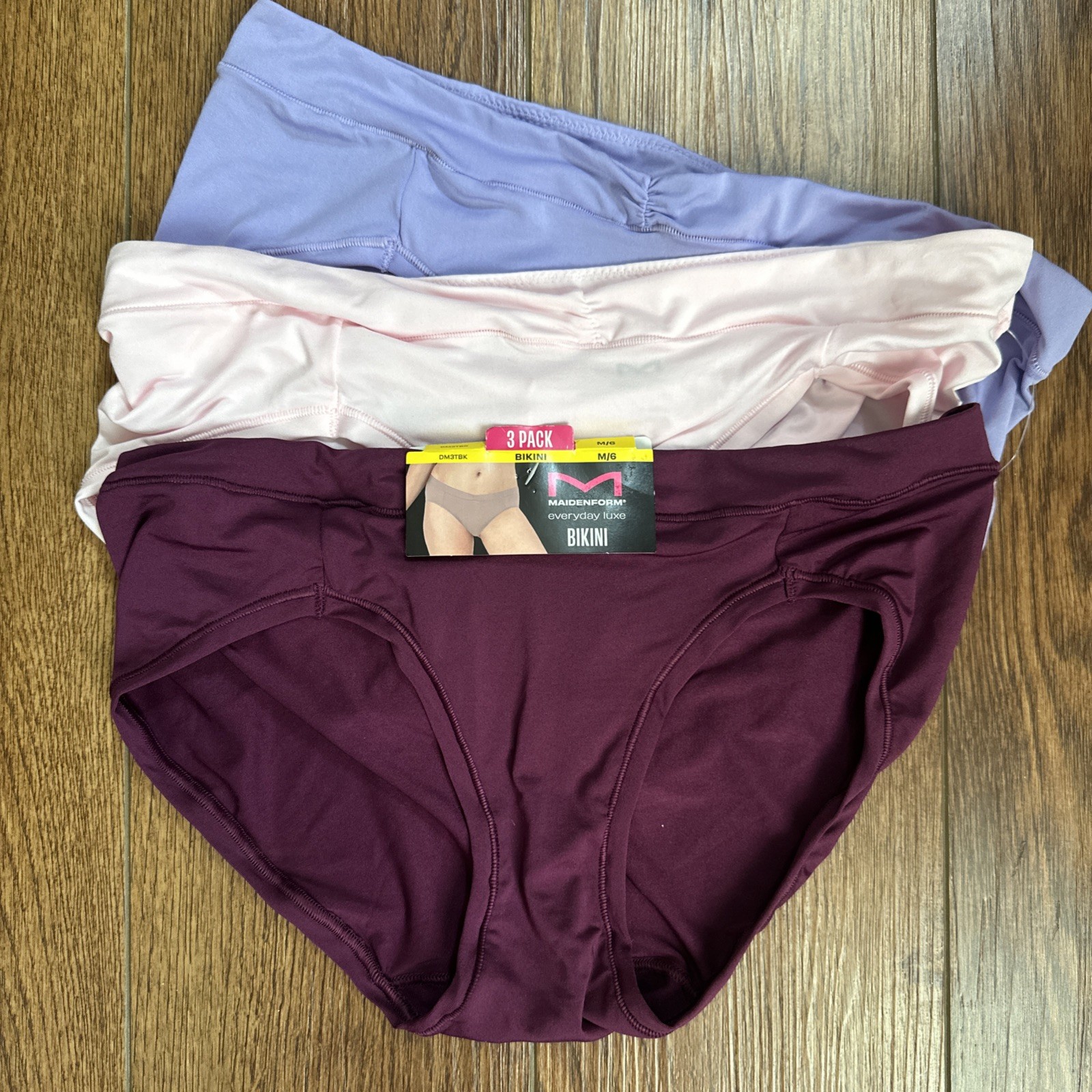 NWT SEXY! Silky 3 Pack Size M/6 Maidenform Everyday Luxe Bikini Panties