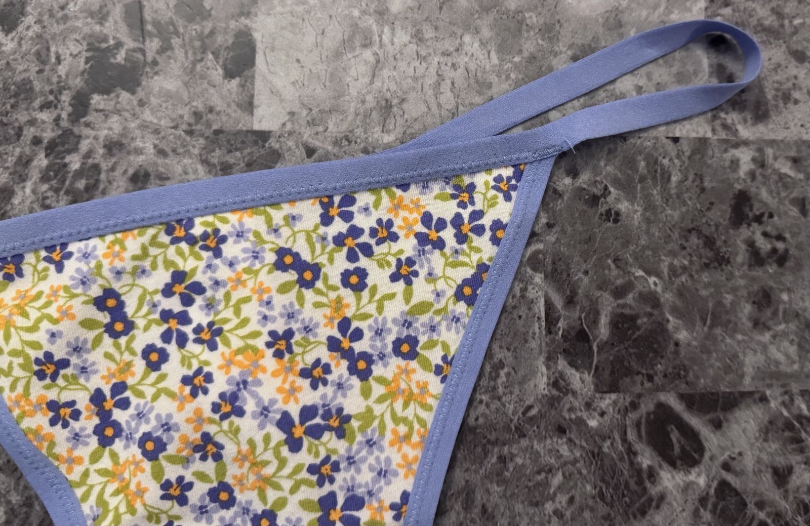 NWT AERIE AMERICAN EAGLE LARGE BLUE GREEN FLORAL LACE BACK RARE V STRING PANTIES