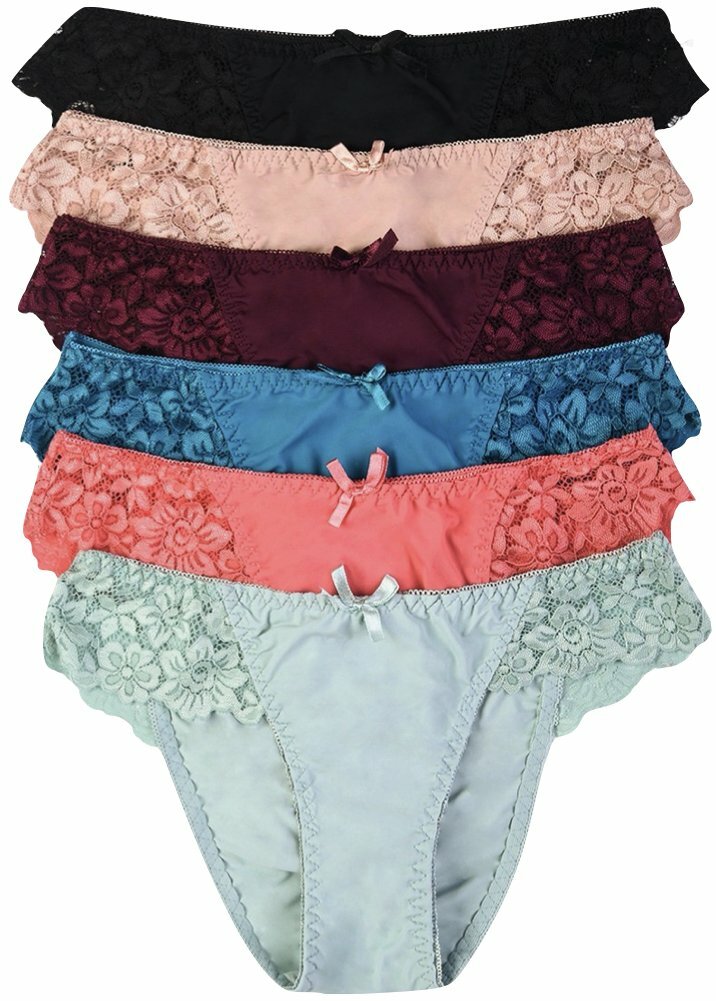 ToBeInStyle Women’s 6-Pack Sexy Delicate Sheer Floral Lace Design Underwear