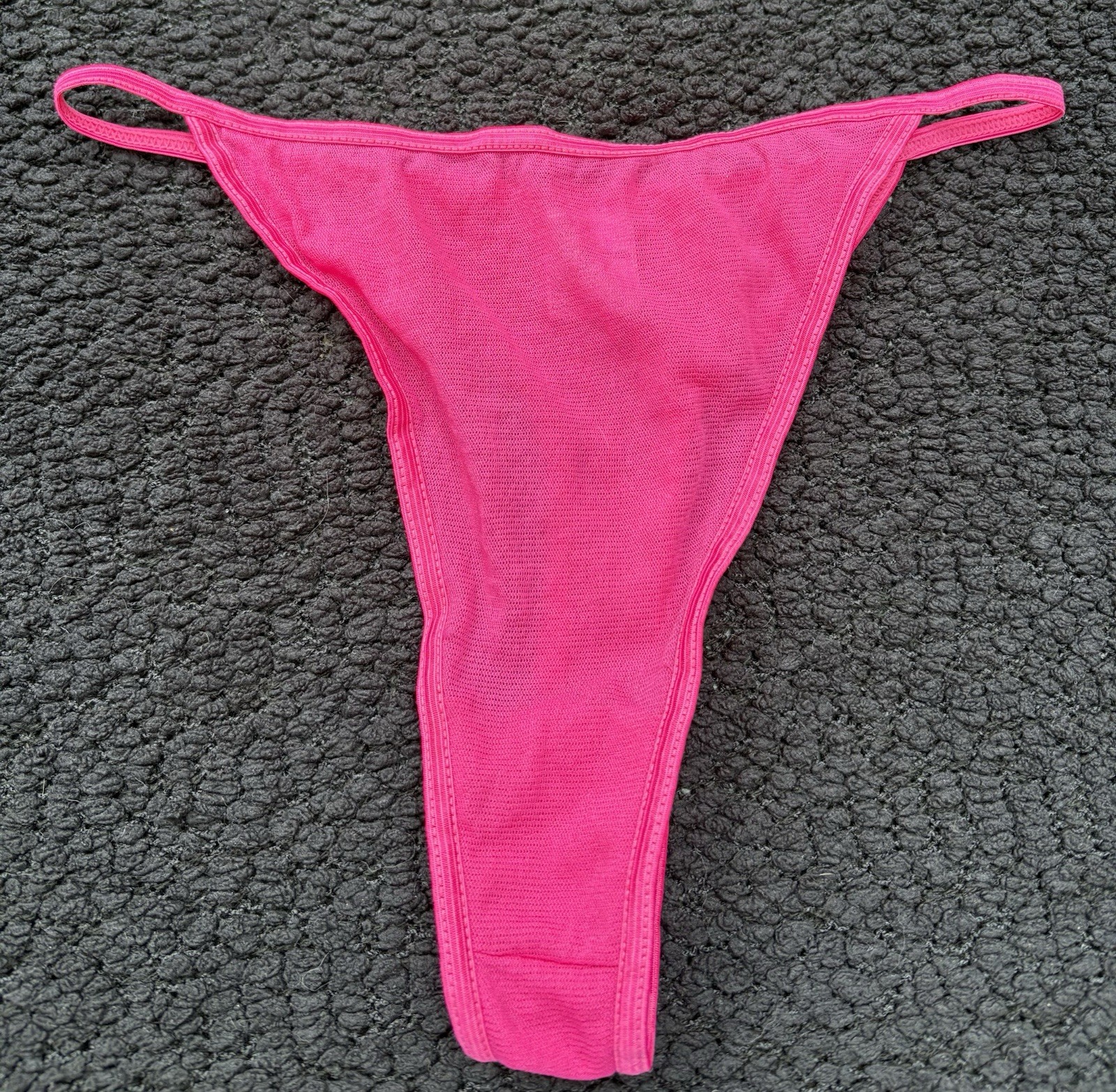Van Mar Y2K Fuchsia Thong String Bikini Mesh 7 L 80’s Panty Underwear Vintage