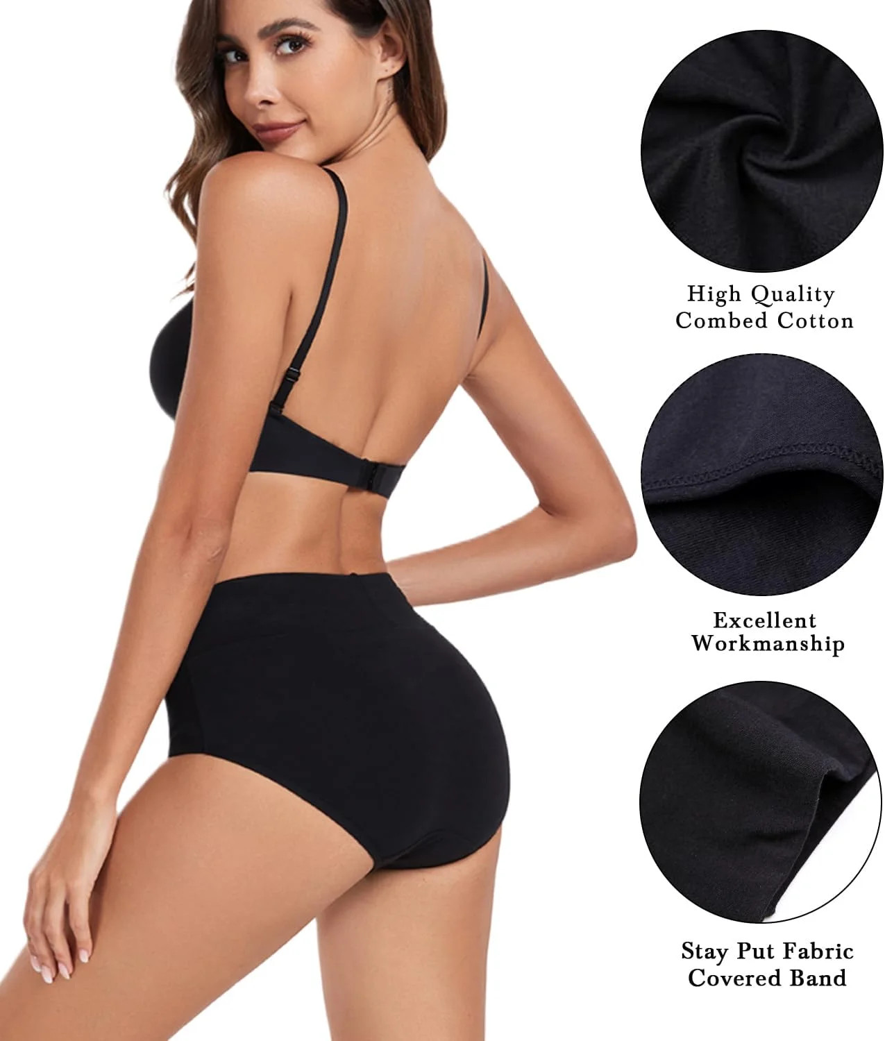 High Waist Cotton Briefs for Women 5 Pack X-Large Full Coverage