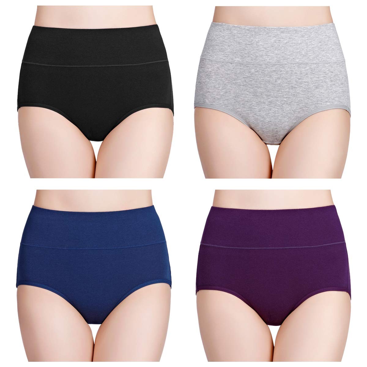 4 Pack Women’s High Waisted Cotton Postpartum Underwear – X-Large Briefs