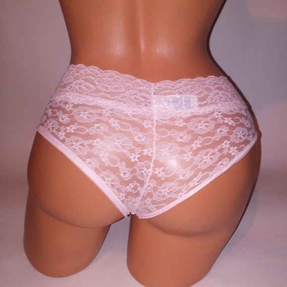 Set of 3 Simply Styled Panties Medium Pink White Gray Lace