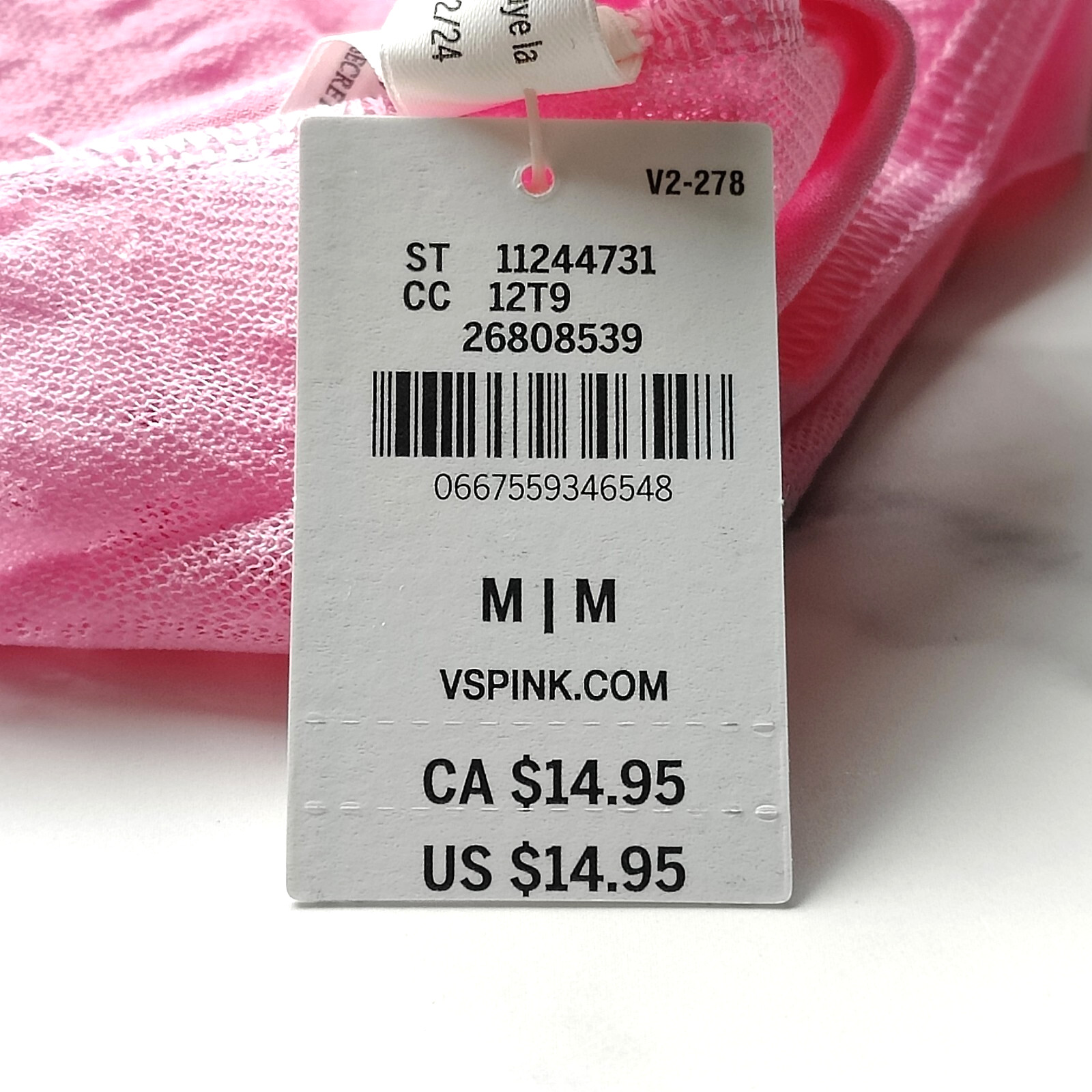 PINK Victoria’s Secret No-Show Floral Lace Hiphugger Panty Fuchsia Pink S/M/XL