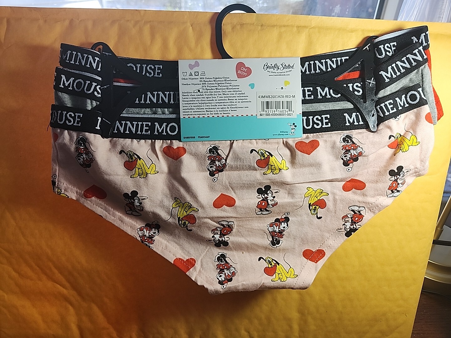 Disney Minnie Mouse Women’s Cotton Stretch Hipster Panties 3 Pair, Size Med, NWT