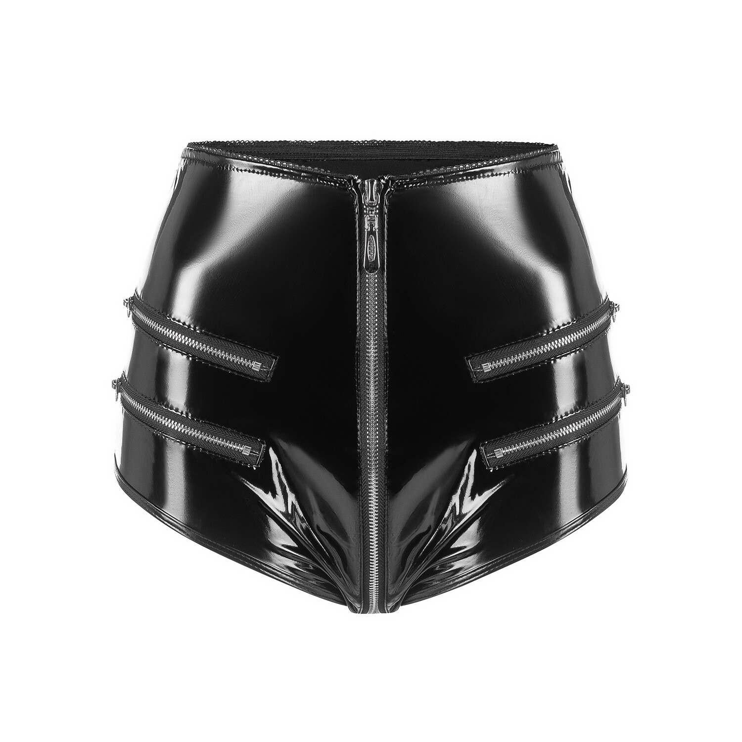 Women’s PVC Leather Panties Briefs Zipper Crotch Latex Lingerie Nightclub Shorts