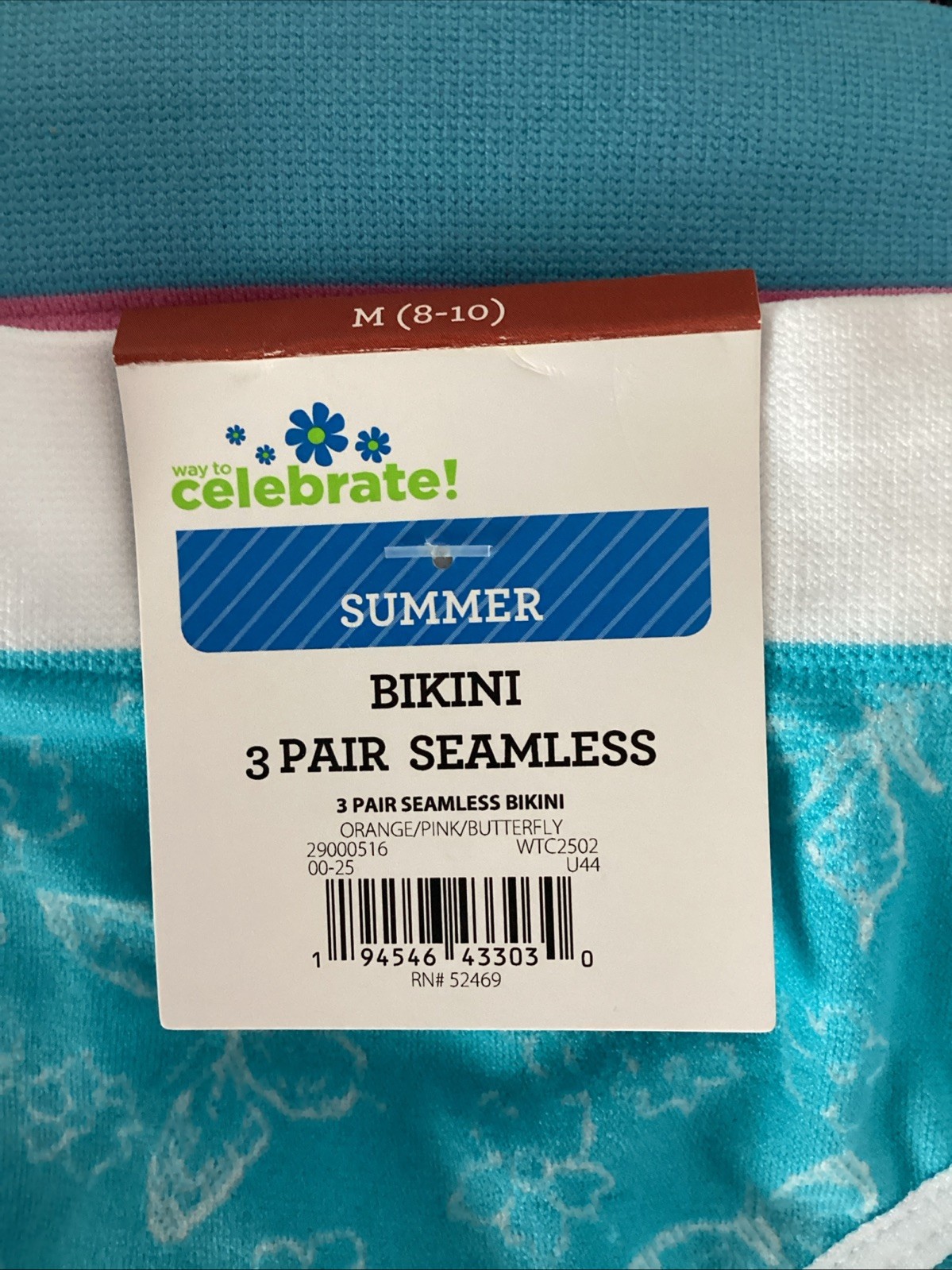 CELEBRATE! SUMMER 3-Pack SEAMLESS BIKINI Panties Sz. M*