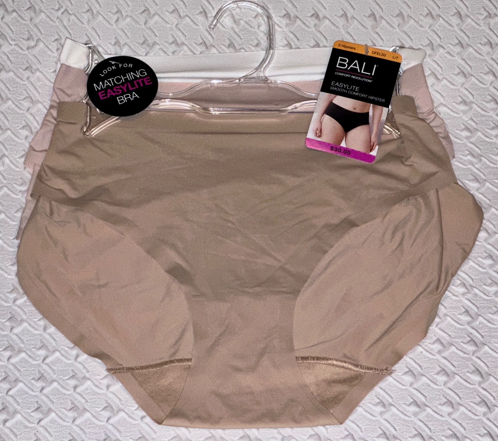 BALI Comfort Revolution Easylite Sandshell Nude White Hipster Panty Womens L 7
