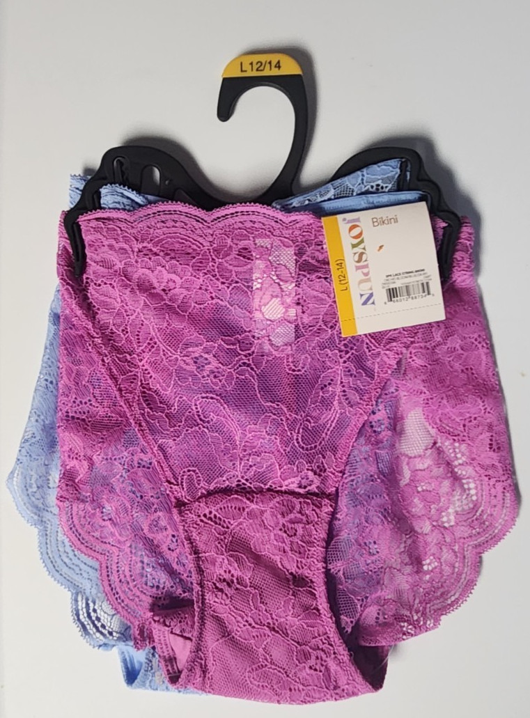 Joyspun Women’s Large (12/14) Lace Bikini Panties Underwear 2 Pack