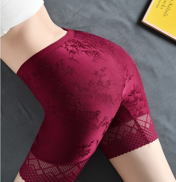 Women High waist Leggings Floral lace ice silk Plus size safety Underpants 92261